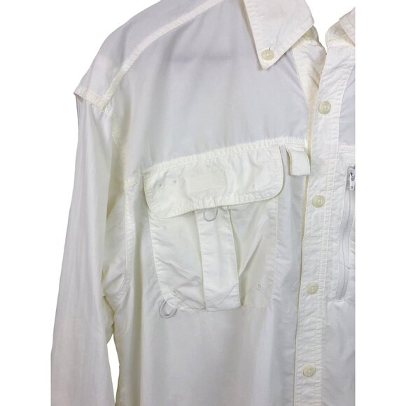 Field & Stream Men's Size Large Creme Long Sleeve Button Up Lined Utility Shirt - Picture 3 of 11